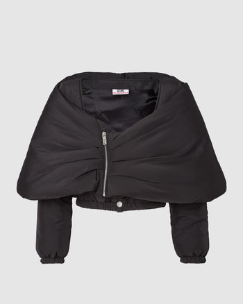 Gcds nylon over padded shawl: Women Outerwear Black | GCDS